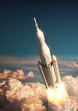 Space Launch System Takes Off Over The Clouds