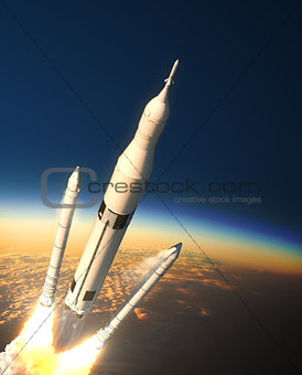 Space Launch System Solid Rocket Boosters Separation In Stratosphere