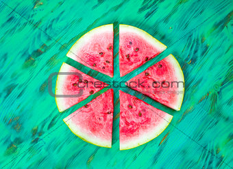 Watermelon slices. View from above