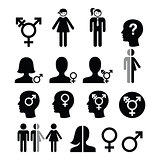 Transgender symbol, gender dysphoria, transsexual concept icons set