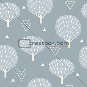 Seamless pattern in modern Scandinavian style. geometry background of north nature.