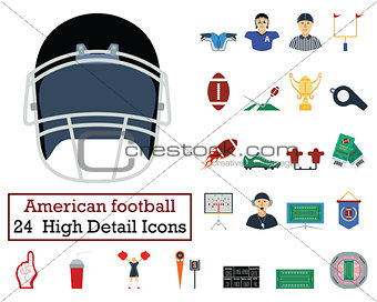 Set of 24 American football Icons