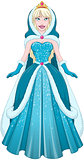 Snow Princess In Blue Dress Cloak And Hood
