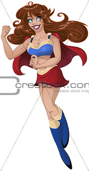 Woman Super Hero Shows Muscled Arm