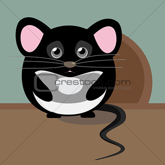 Abstract cute gray sad mouse. Nice character for kids illustration