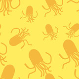 Vector Octopus pattern. Yellow and gold