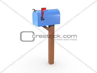 3D Rendering of a blue Mailbox closed