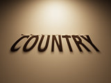 3D Rendering of a Shadow Text that reads Country