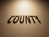 3D Rendering of a Shadow Text that reads County