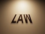 3D Rendering of a Shadow Text that reads Law