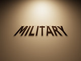 3D Rendering of a Shadow Text that reads Military