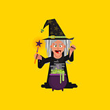 Witch for halloween in a flat style