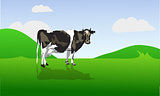 cow on a green field. vector illustration