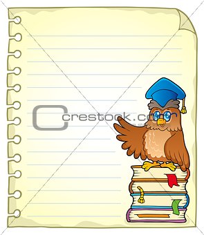 Notebook page with owl teacher 3