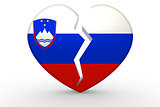 Broken white heart shape with Slovenia flag