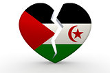 Broken white heart shape with Western Sahara flag