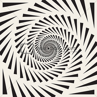 Vector Black and White Spiral Triangles Swirl Abstract Optical Illusion