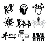 ADHD - Attention deficit hyperactivity disorder vector icons set