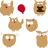 Owl. Set of funny owls