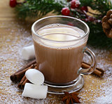 sweet hot cocoa with marshmallows, winter Christmas drink