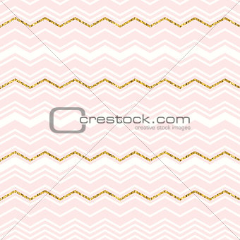 Abstract geometric seamless pattern with chevron. Gold glitter