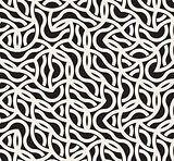 Vector Seamless Black And White Irregular Arc Lines Maze Pattern