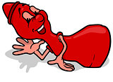 Red Cartoon Figure Laying