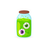 Eyeballs in glass jar.