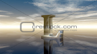 metal uppercase letter l under cloudy sky - 3d rendering