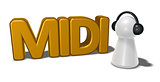 midi tag and pawn with headphones - 3d rendering