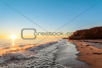 Ocean coast at the sunrise