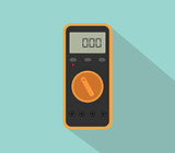 multimeter digital tools voltage with flat color and long shadow