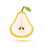 Cut yellow pear. Vector illustration.