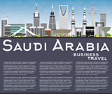 Saudi Arabia Skyline with Landmarks, Blue Sky and Copy Space.
