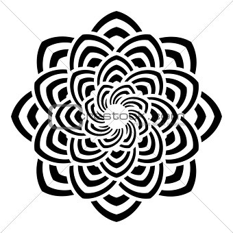 Black geometric abstract round mandala