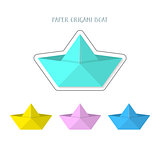 Colorful paper origami boats collection