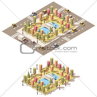 Vector isometric low poly urban park