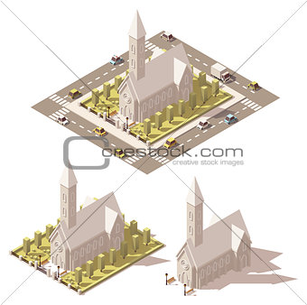 Vector isometric low poly church icon