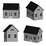 Grey little house in 3D