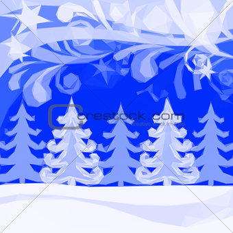 Christmas Low Poly Background, Winter Forest