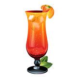 Orange Cocktail With Fruits And Ice