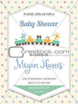 delicate baby boy shower card with toy train