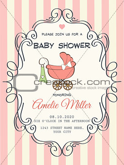 Delicate baby girl shower card