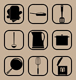 Kitchen utensils simple icon set