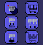 Supermarket cart icons set