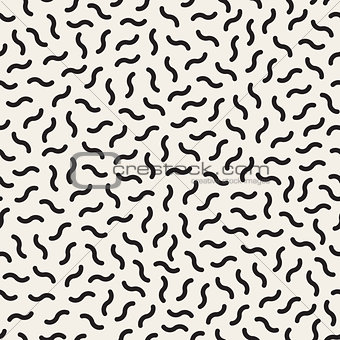 Vector Seamless Black And White Jumble Wavy Lines Pattern