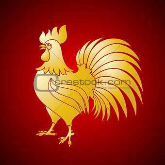 Vector illustration of rooster, symbol on the Chinese calendar.