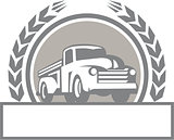 Vintage Pick Up Truck Circle Retro