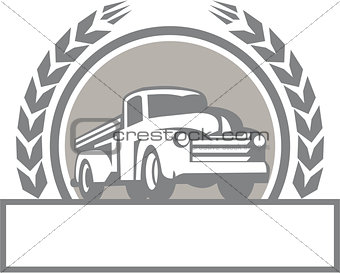 Vintage Pick Up Truck Circle Retro