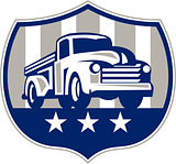 Vintage Pick Up Truck USA Flag Crest Retro
